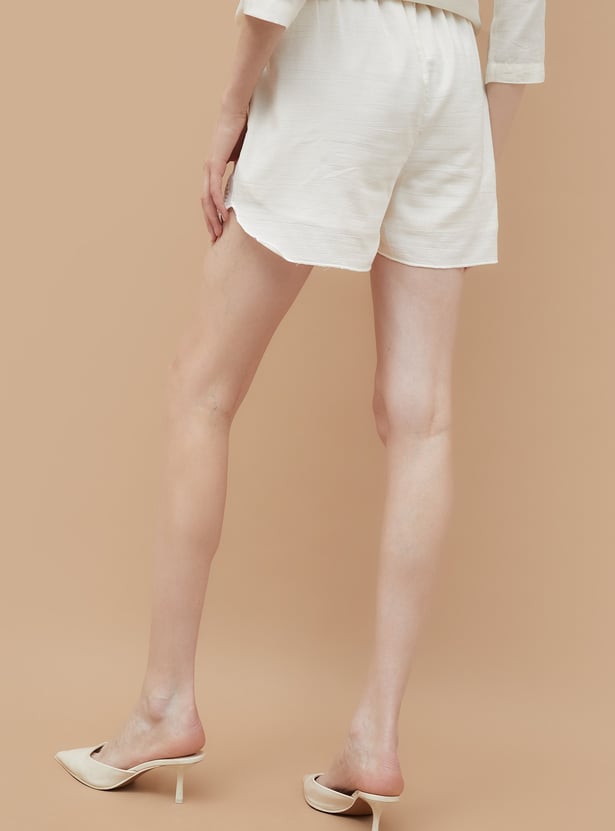 FAME FOREVER Schiffli Embroidered Shorts