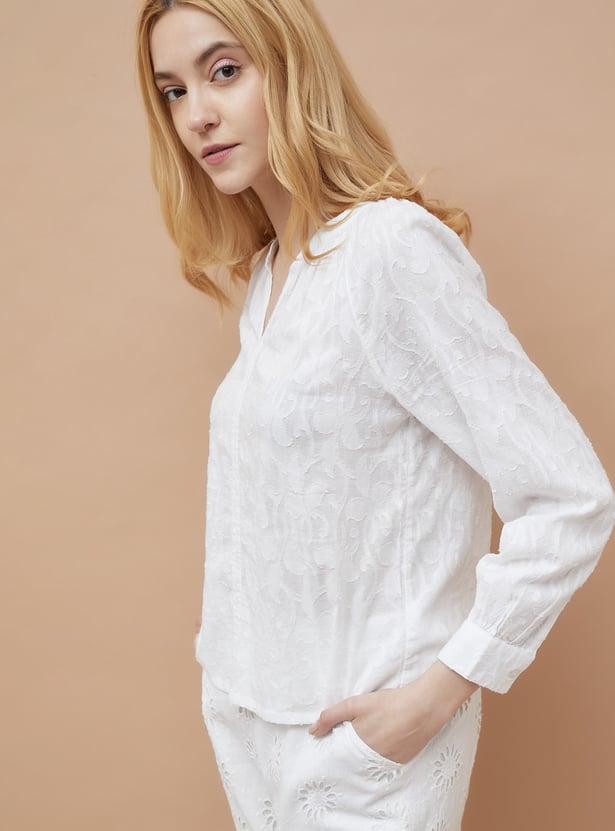 FAME FOREVER Jacquard Band Collar Top