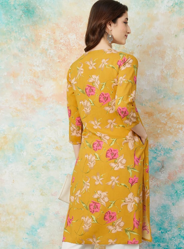 MELANGE Floral Print Straight Kurta