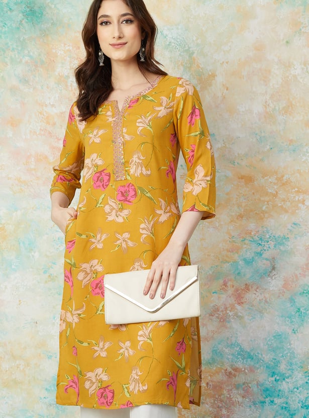 MELANGE Floral Print Straight Kurta