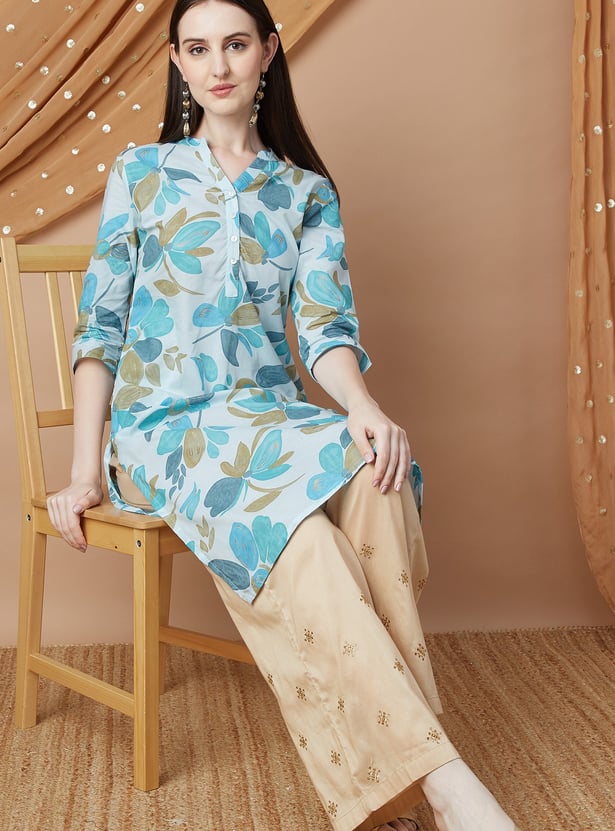 MELANGE Floral Print Straight Kurta