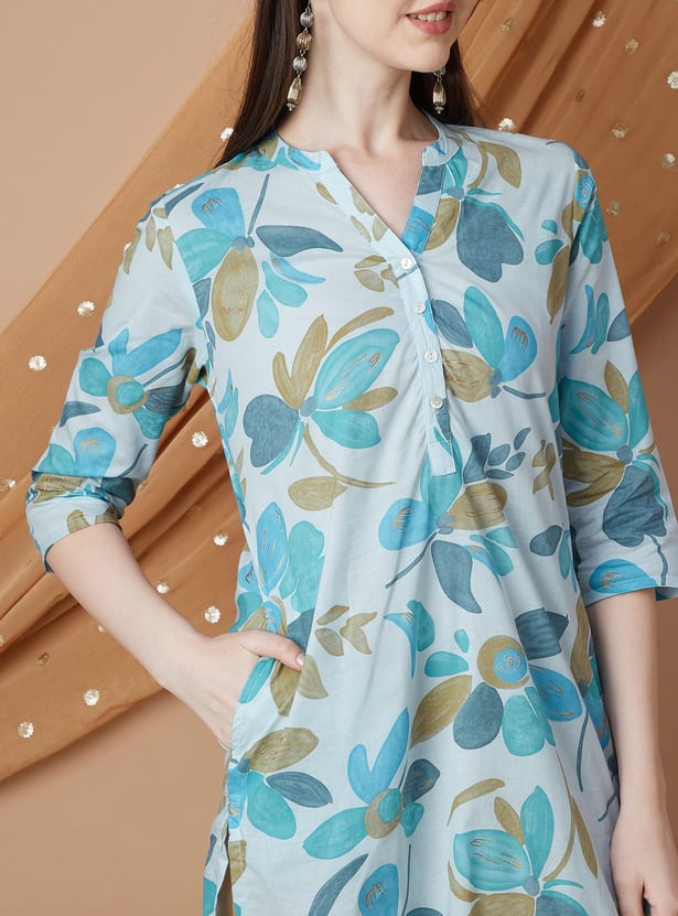 MELANGE Floral Print Straight Kurta
