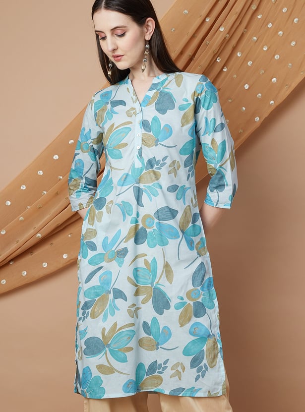 MELANGE Floral Print Straight Kurta