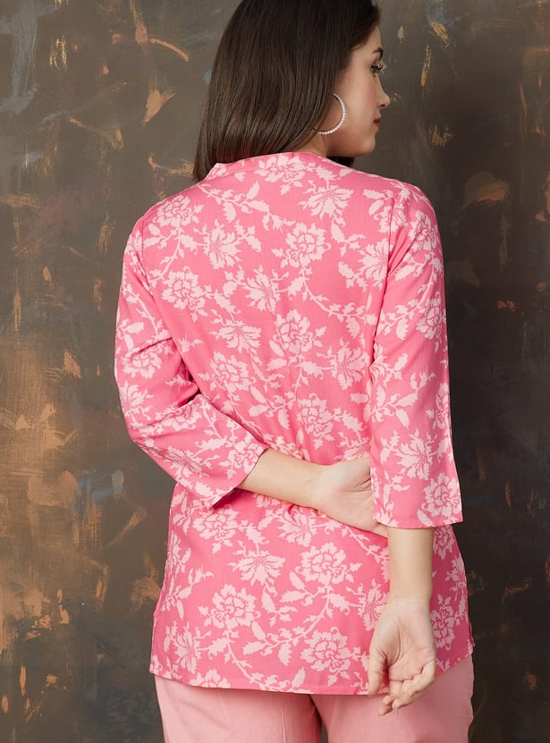 MELANGE Floral Print Straight Kurti