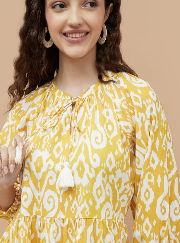 COLOUR ME Ikat Printed A-line Dress