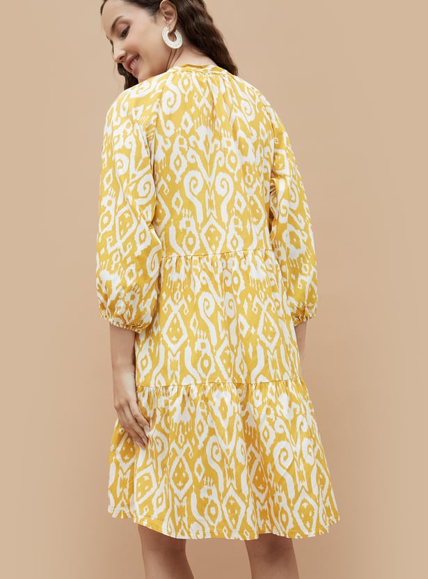 COLOUR ME Ikat Printed A-line Dress