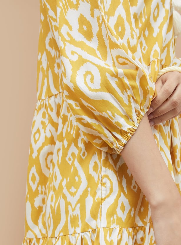 COLOUR ME Ikat Printed A-line Dress