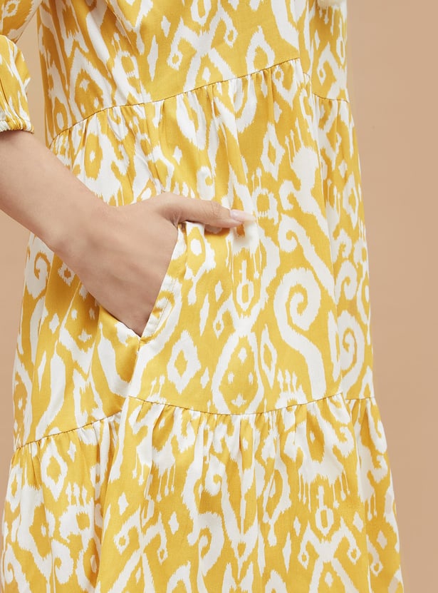 COLOUR ME Ikat Printed A-line Dress
