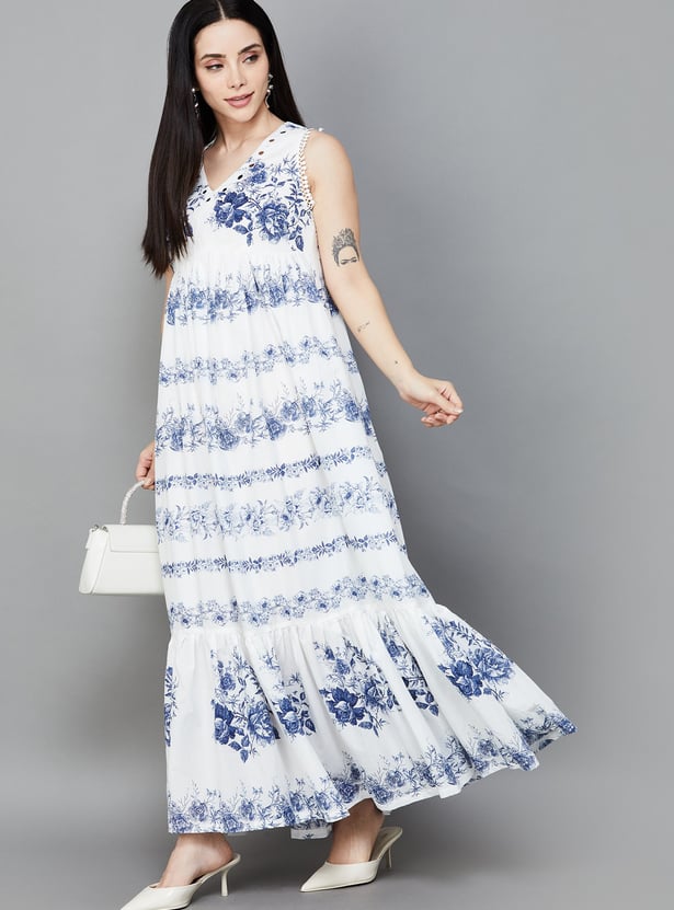 BIBA Floral Print Maxi Dress