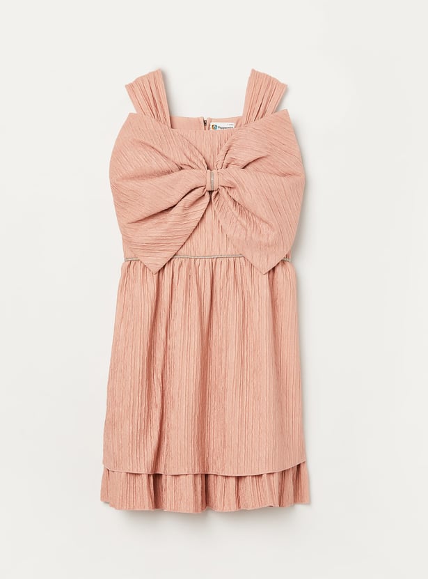 PEPPERMINT Girls Pleated A-line Dress with Bow Detail
