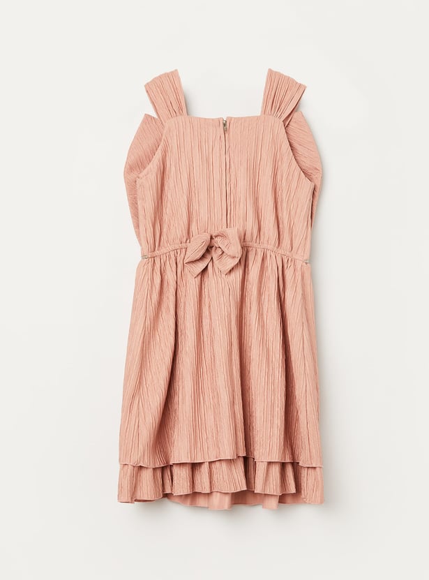 PEPPERMINT Girls Pleated A-line Dress with Bow Detail