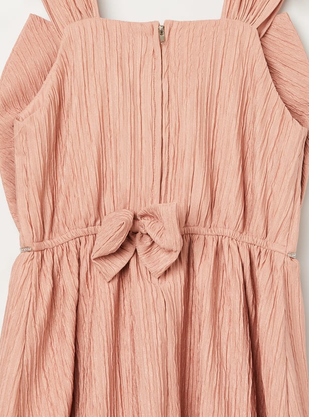 PEPPERMINT Girls Pleated A-line Dress with Bow Detail