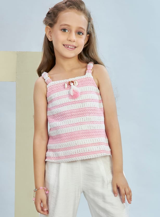 PEPPERMINT Girls Crochet Sleeveless Top