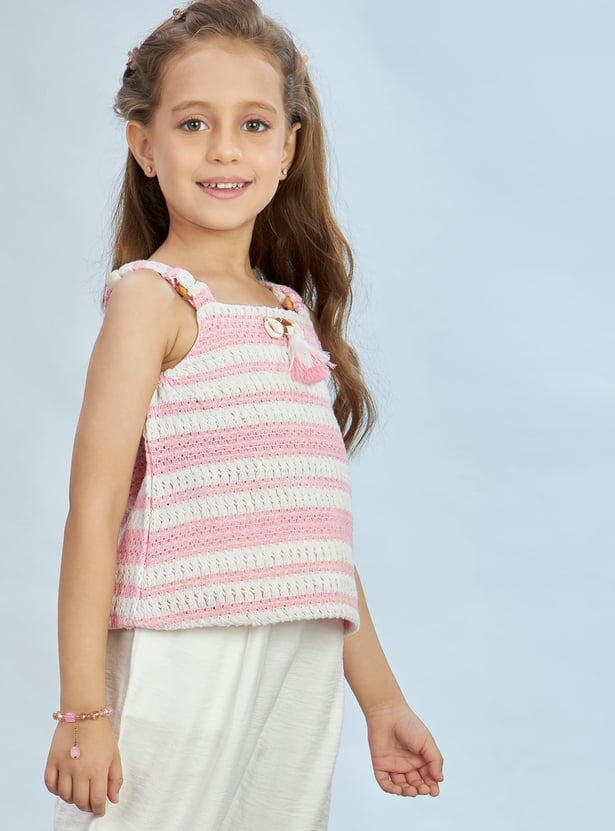 PEPPERMINT Girls Crochet Sleeveless Top