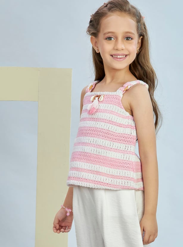 PEPPERMINT Girls Crochet Sleeveless Top