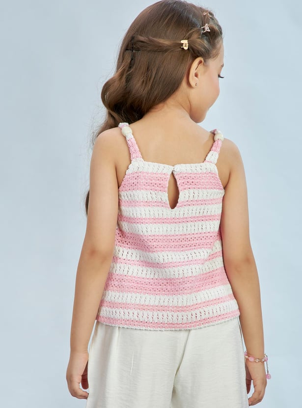 PEPPERMINT Girls Crochet Sleeveless Top