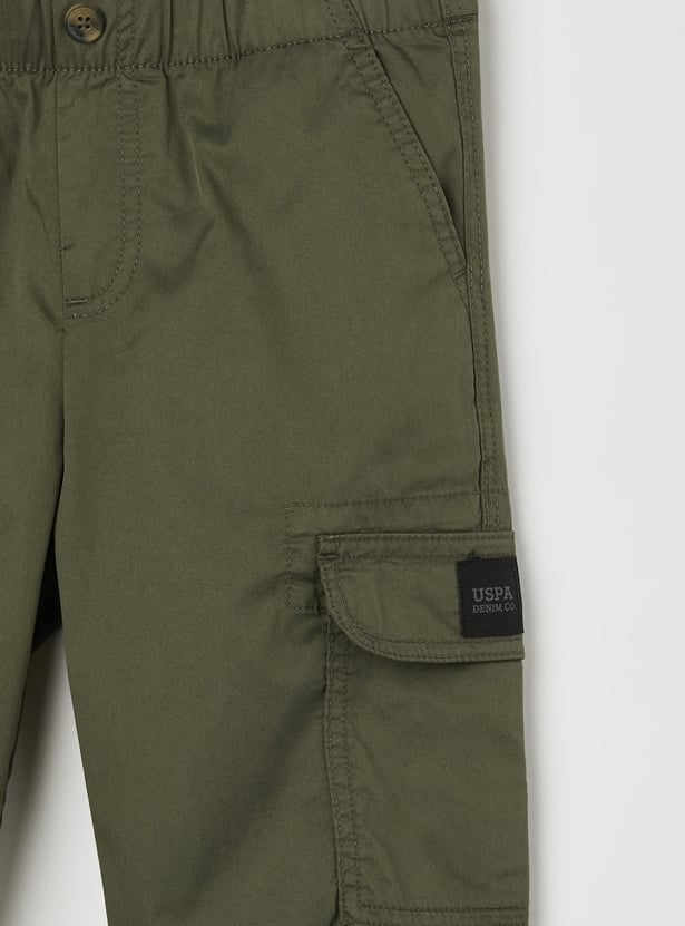 US POLO ASSN KIDS Boys Solid Cargo Trousers