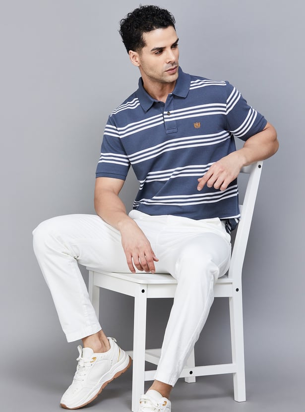 FAHRENHEIT Striped Polo T-shirt