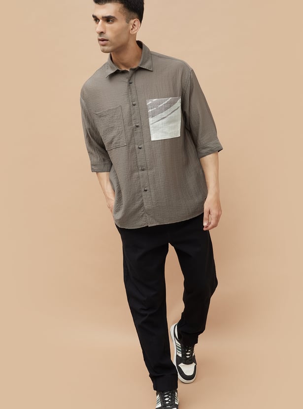 CODE UNWIND Textured Relaxed Fit Shirt