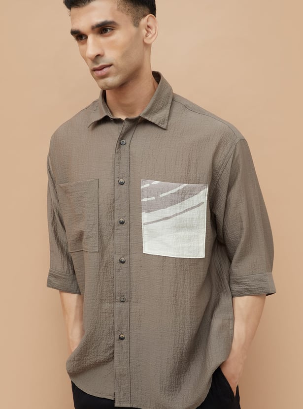 CODE UNWIND Textured Relaxed Fit Shirt