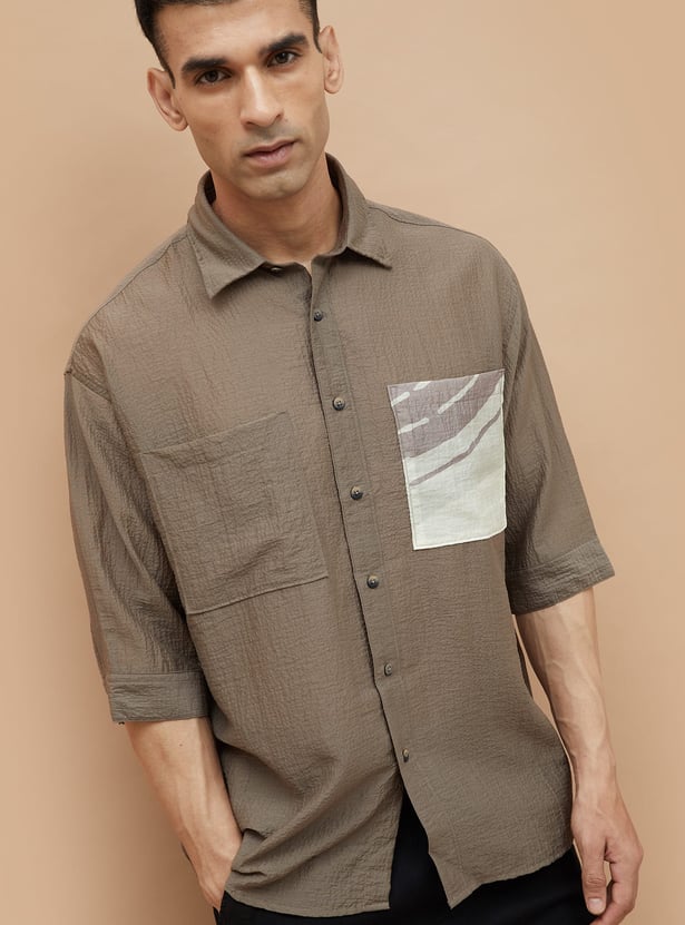 CODE UNWIND Textured Relaxed Fit Shirt