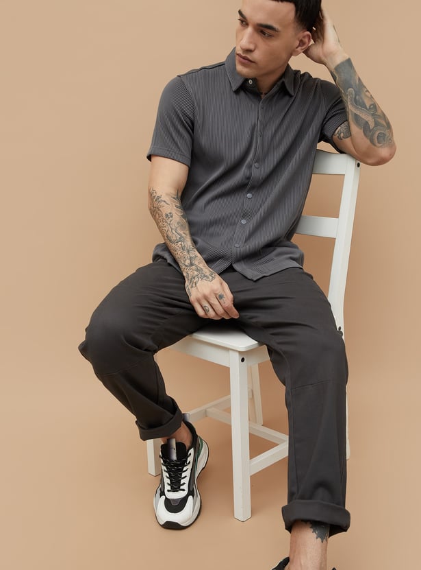 FORCA Striped Knit Regular Fit Shirt