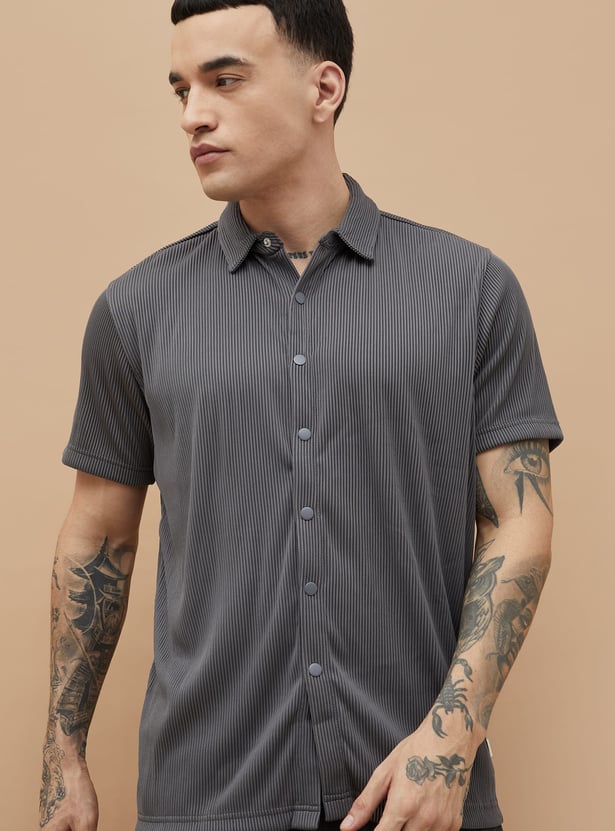 FORCA Striped Knit Regular Fit Shirt