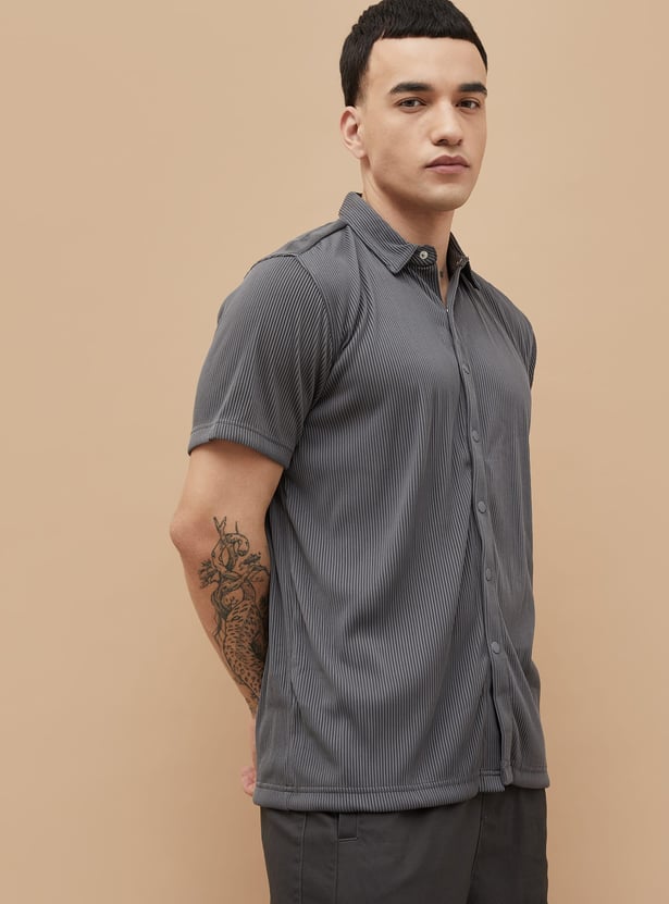 FORCA Striped Knit Regular Fit Shirt