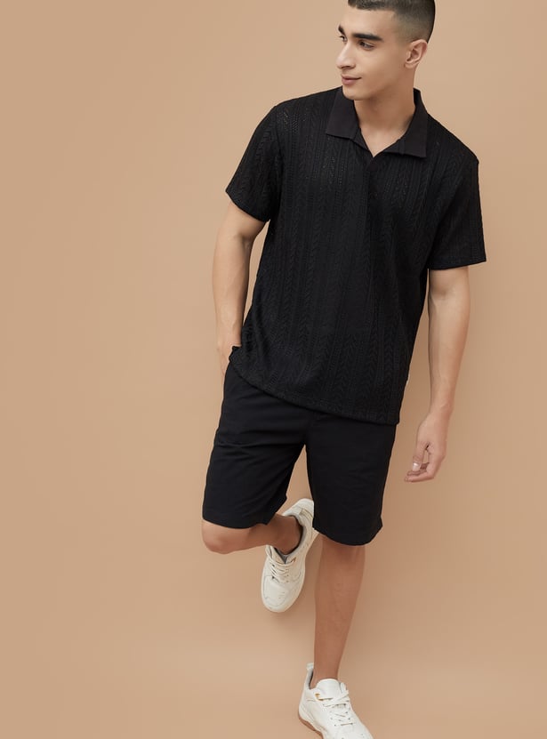 DENIMIZE Knitted Johnny Collar T-shirt