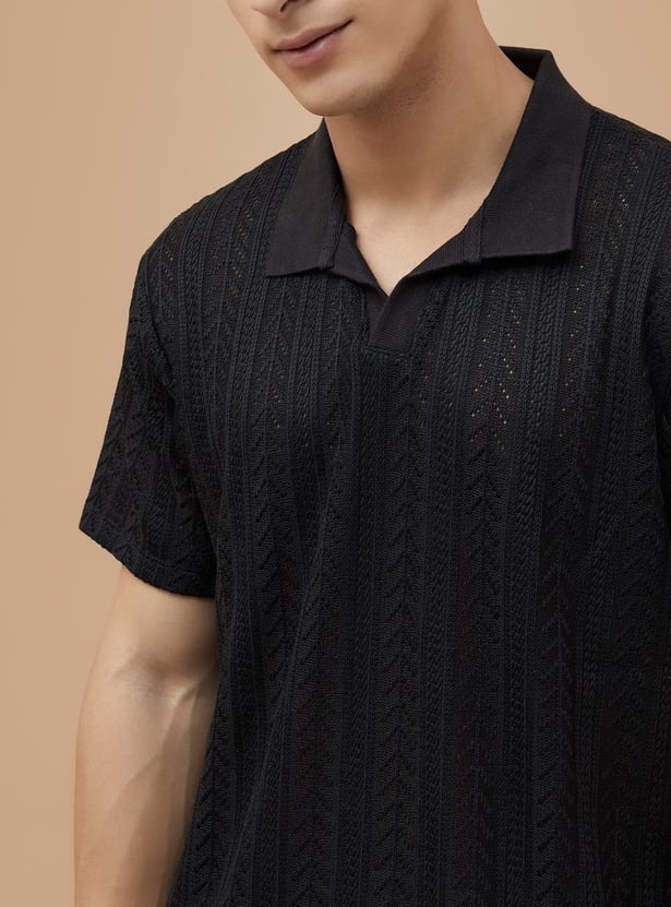 DENIMIZE Knitted Johnny Collar T-shirt