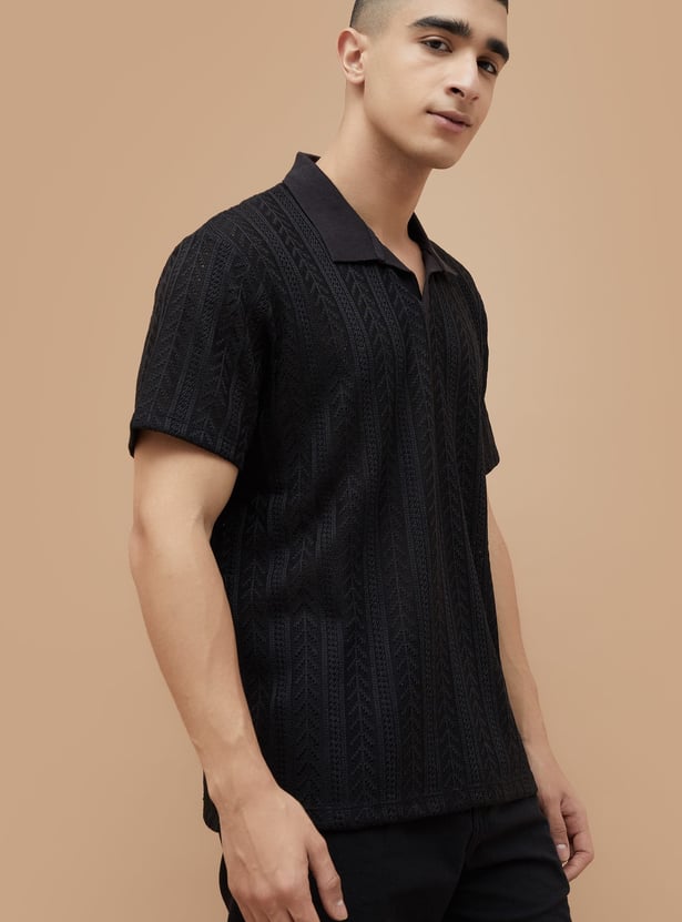 DENIMIZE Knitted Johnny Collar T-shirt