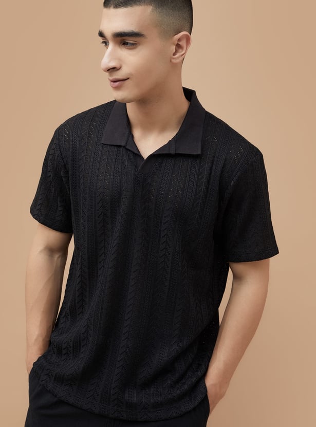 DENIMIZE Knitted Johnny Collar T-shirt