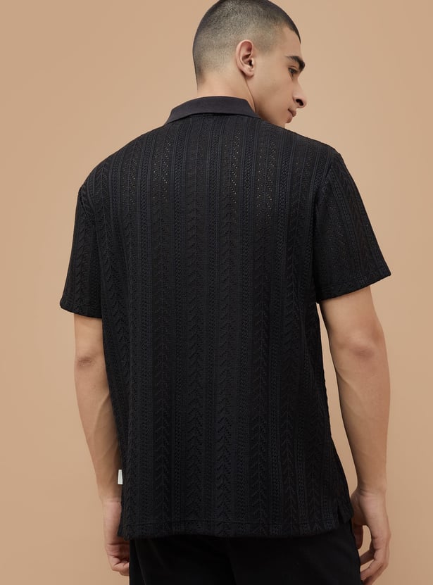 DENIMIZE Knitted Johnny Collar T-shirt