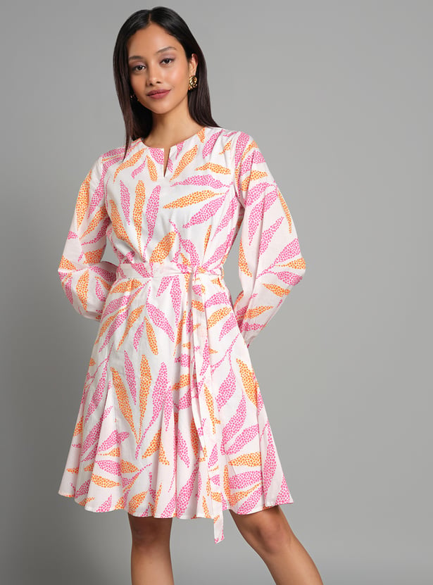AND Printed Fit and Flare Dress