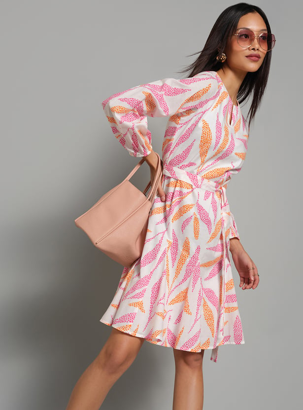 AND Printed Fit and Flare Dress