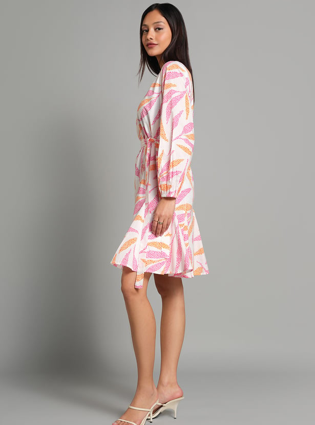 AND Printed Fit and Flare Dress
