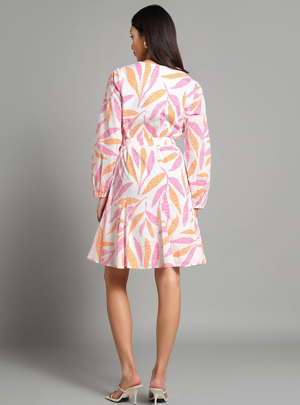 AND Printed Fit and Flare Dress
