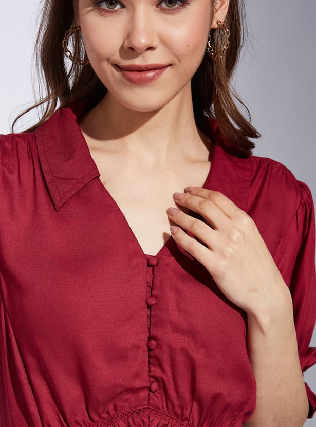 LATIN QUARTERS Solid Midi Dress