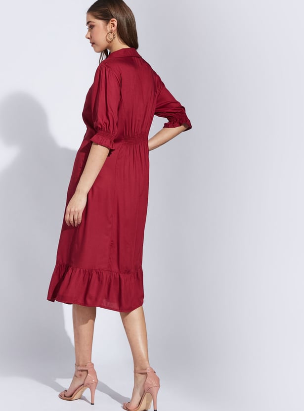 LATIN QUARTERS Solid Midi Dress