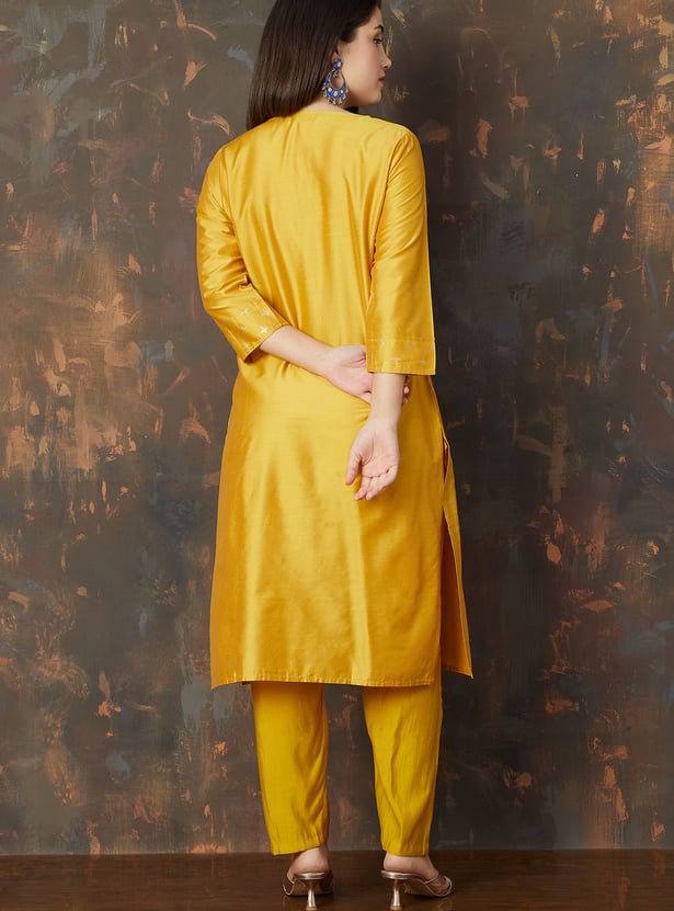 MELANGE Foil Print Straight Kurta