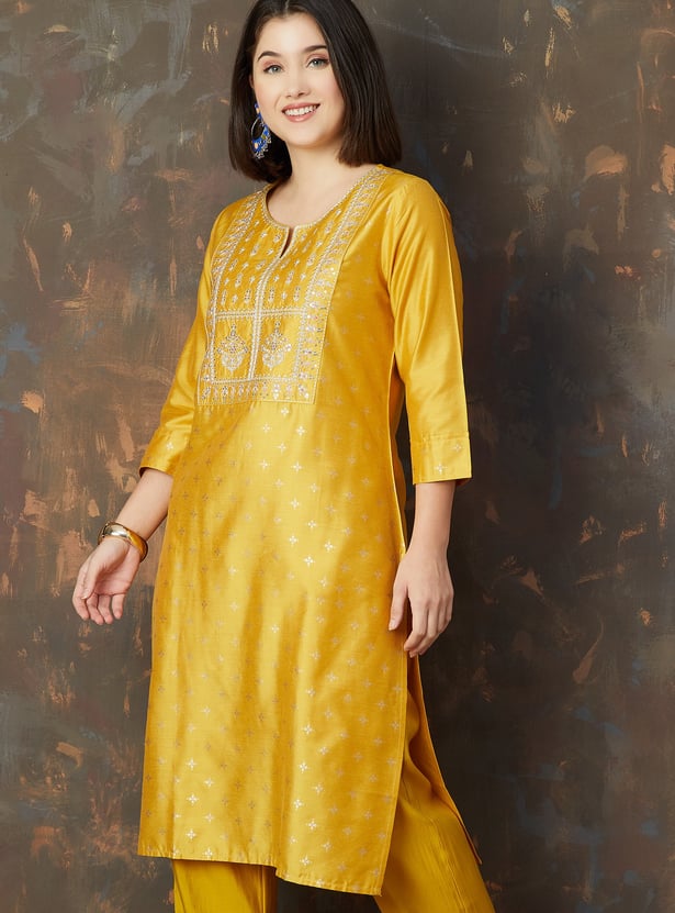 MELANGE Foil Print Straight Kurta