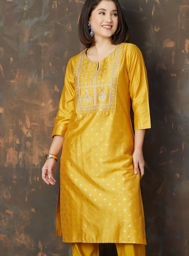 MELANGE Foil Print Straight Kurta