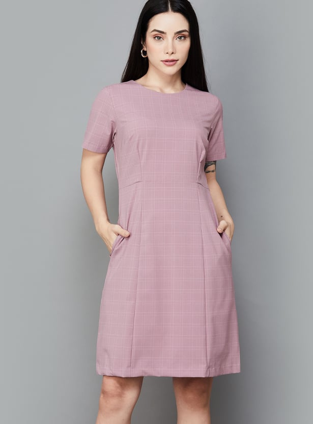 VAN HEUSEN Checked A-line Dress