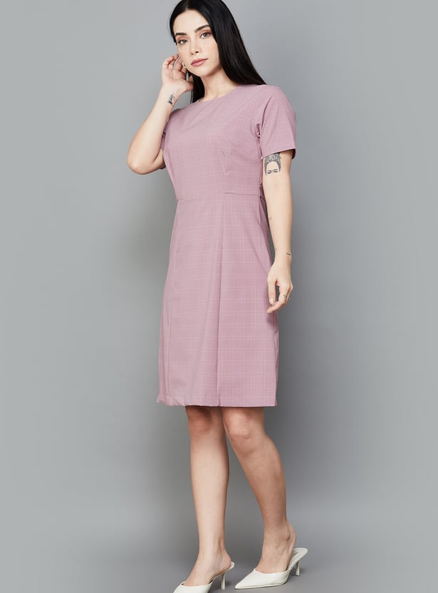 VAN HEUSEN Checked A-line Dress