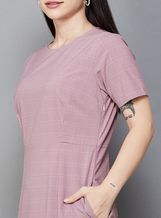 VAN HEUSEN Checked A-line Dress