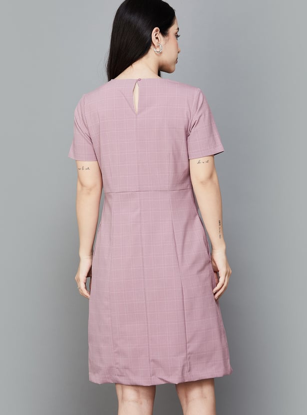 VAN HEUSEN Checked A-line Dress