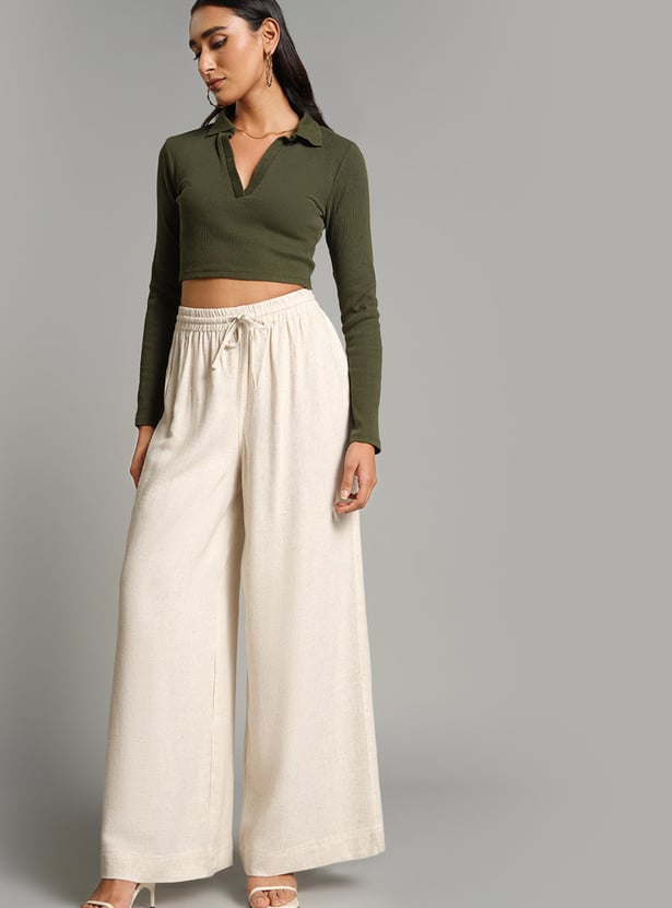 AND Solid Wide Leg Trousers