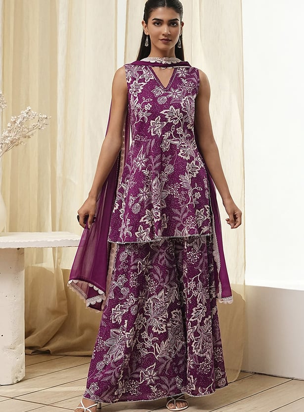 BIBA Floral Print Sharara Set