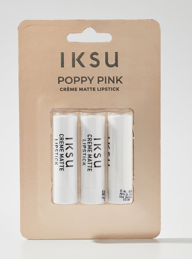 IKSU Suede Kiss Creme Matte Mini Lipstick Combo - Poppy Pink - 1.2g each