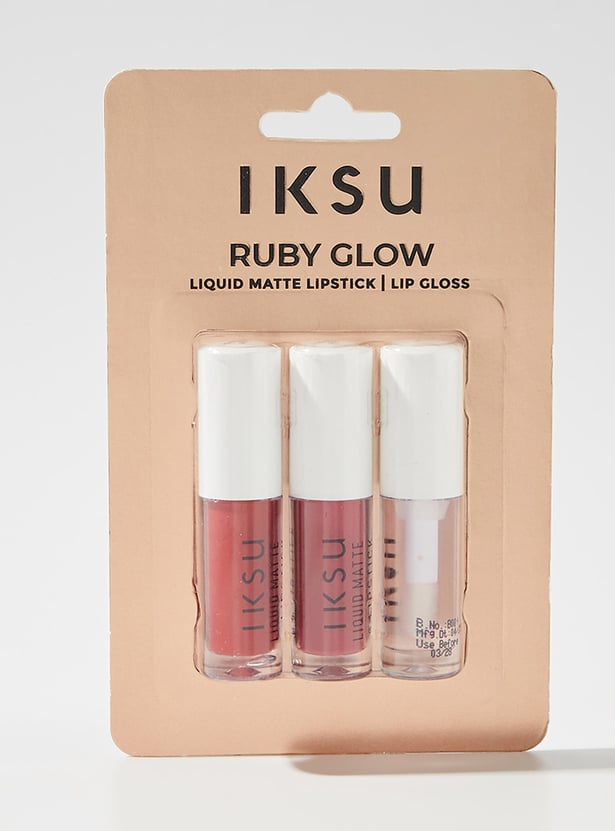 IKSU Ruby Glow Mini Liquid Matte Lipgloss Combo - 1.6ml each